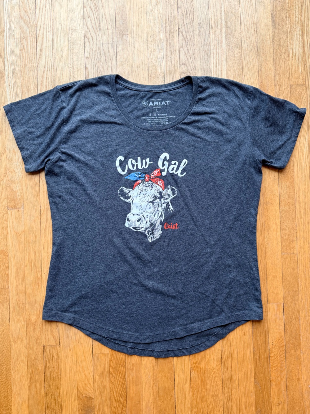 Ariat Charcoal 'Cow Gal' Graphic Short Sleeve Tee Western Cowgirl Nashville